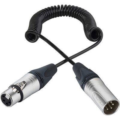 Intercom Coiled Extension Cable 4-Pin XLR Male to XLR Female ICOMX4-MF-10C