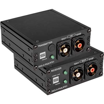 SES-X-FA2LRT01 Audio over Fiber Extender: 2 CH Unbalanced RCA Line Level Audio & ST Fiber