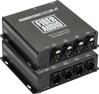 SES-X-FA4LXT01 Audio over Fiber Extender: 4 CH Balanced XLR Line Level Audio & ST Fiber Connection