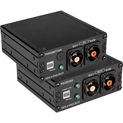 SES-X-FA2LRL01 Audio Fiber Extender: 2 CH Unbalanced RCA Line Level Audio Over Simplex LC Fiber Port