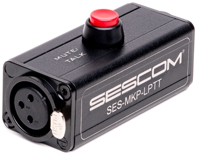 Sescom SES-MKP-LPTT Inline XLR Female to Male Latching Push-To-Talk Microphone Signal On/Off Switch