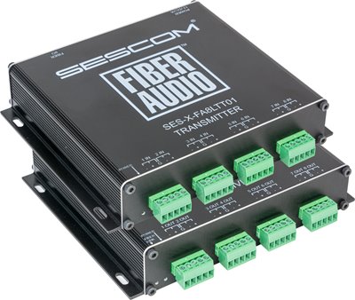 SES-X-FA8LTT01 Audio Fiber Extender:8 CH Bal Line Level Audio with 5-Pin Connectors to XLR Breakouts with ST Fiber Connector