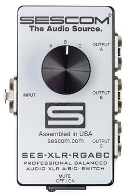 SES-XLR-RGABC Professional Grade Balanced Audio Passive A/B/C Switch Reverse-Gender XLR Switcher