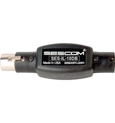 SES-IL-10DB XLR Male to XLR Female In Line Attenuator - 10db